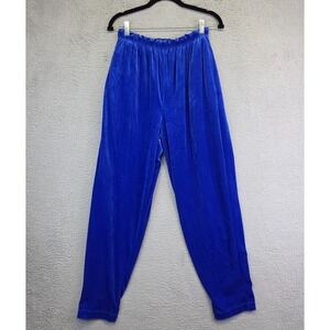 Jaclyn Smith Velvet Pants Womens M Pull‎ On Blue Comfort Lounge Sweatpants